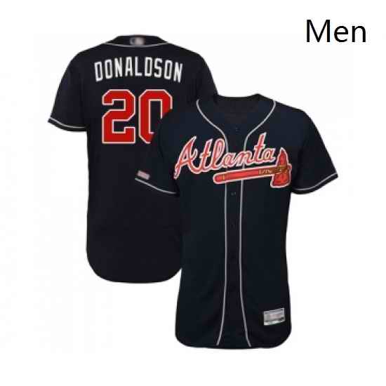 Mens Atlanta Braves 20 Josh Donaldson Navy Blue Alternate Flex Base Authentic Collection Baseball Jersey